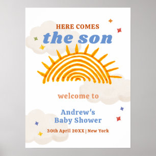 Póster Aquí Viene La Bienvenida De Baby Shower Son Sunshi