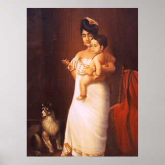 Póster Aquí viene pintura de Papa-Raja Ravi Varma (Réplic
