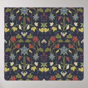 Póster Aquilegia Art Nouveau: Floral oscura