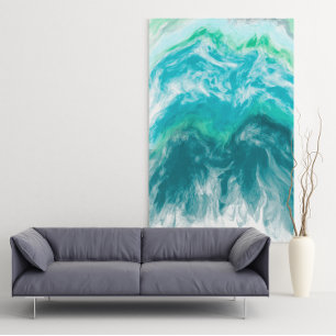 Póster Ar digital de ondas oceánicas azules y turquesas