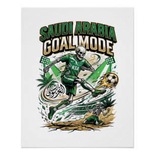 Póster Arabia Saudita Modo Gol Esqueleto Delantero Nacion