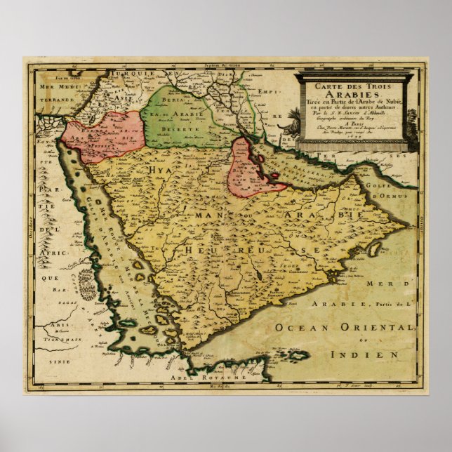 Póster Arabian Peninsula of the Middle East Map (Frente)