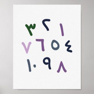 Póster Arabic Numbers Chart Islamic Nursery Decor