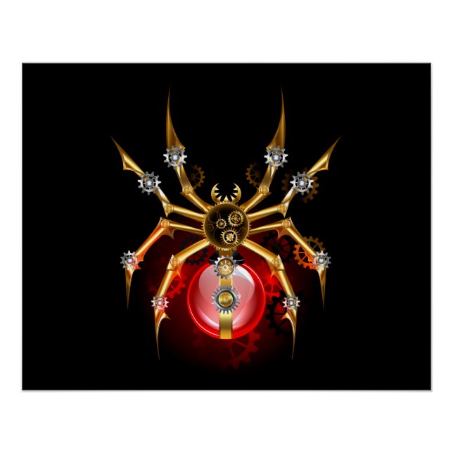 Póster Araña de vapor sobre negro (Anverso)