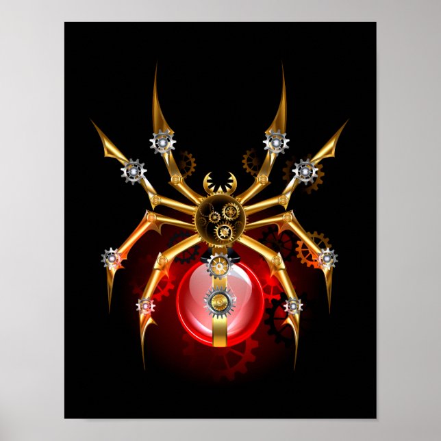 Póster Araña de vapor sobre negro (Frente)