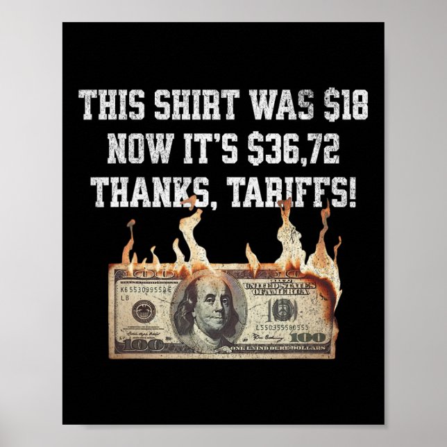 Póster ¡Arancelado! Trump Meme Tee de China - 104% Gracio (Frente)