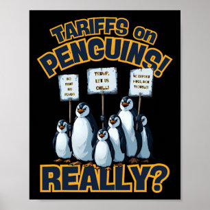 Póster Aranceles Sobre Protesta De Pingüinos – Divertido 