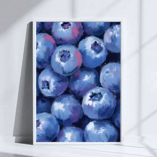Póster Arándanos   Frutas Pintadas a la Acuarela
