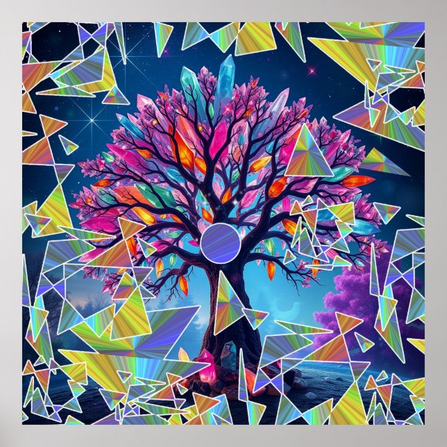 Póster Árbol abstracto de cristal (Frente)