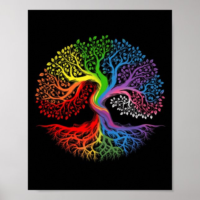 Póster Árbol Arcoiris De Vida Lgbtq Bandera Del Orgullo G (Frente)