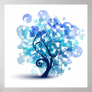 Póster Árbol azul