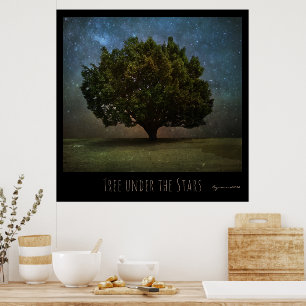 Póster Árbol bajo las estrellas