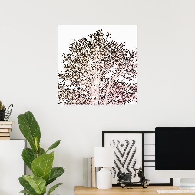Póster Árbol blanco (Oficina en casa)