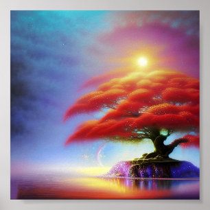 Póster Árbol bonsái de naranja suave