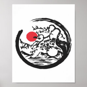 Póster Árbol bonsái natural Yin Yang Qi Gong Yoga Tai Chi