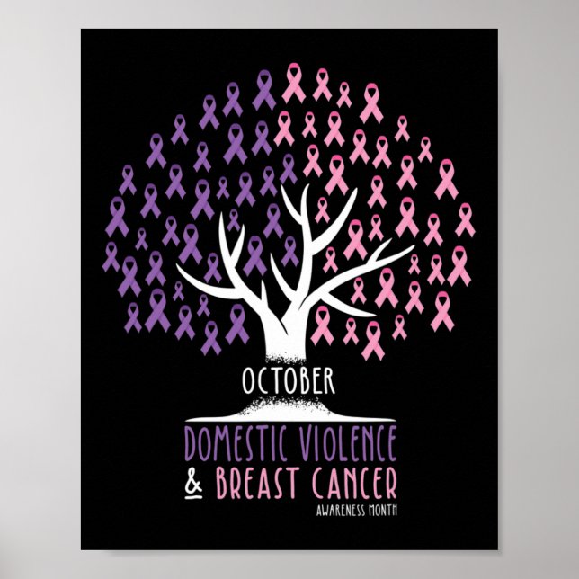 Póster Árbol - Cáncer De Mama Y Awarene De La Violencia D (Frente)