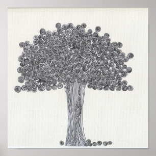 Póster Árbol caprichoso - ¿Ves pájaros?