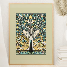 Póster Árbol celeste de la vida: Paisaje psicodélico