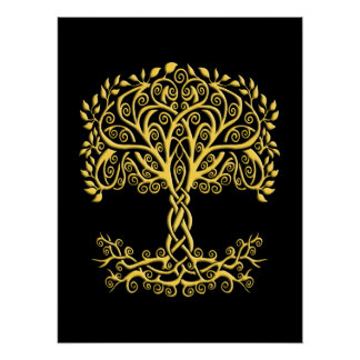 Póster Árbol Celta Amarillo De La Vida
