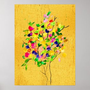 Póster Árbol colorido de acuarela