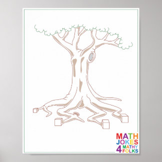 Póster Árbol con raíces de cubo
