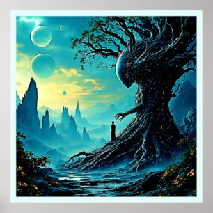 Póster Árbol cósmico de la fantasía de la vida