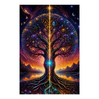 Póster Árbol Cósmico de la Vida Arte Celestial