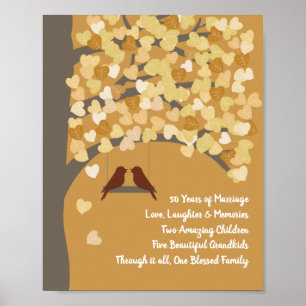 Póster Árbol de 50 años Boda de oro personalizado