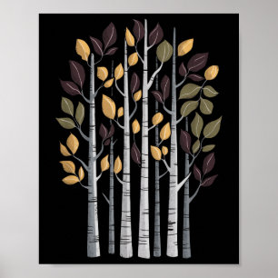 Póster Árbol de abedul amante del otoño temporada de otoñ