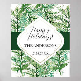 Póster Árbol de acuarela artificial personalizado