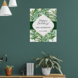 Póster Árbol de acuarela artificial personalizado