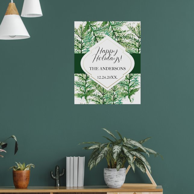 Póster Árbol de acuarela artificial personalizado (Salón 1)