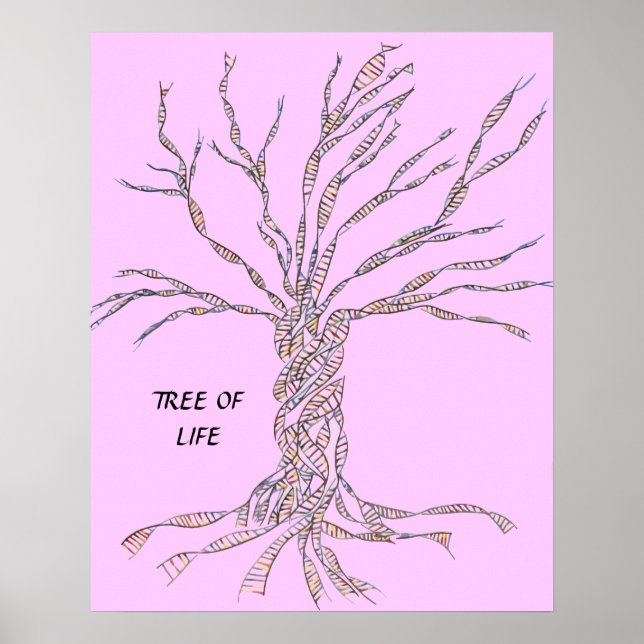 Póster ÁRBOL DE ADN o POSTER de árbol de la vida PINK (Frente)
