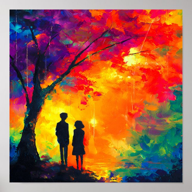 Póster Árbol de amor colorido (Frente)
