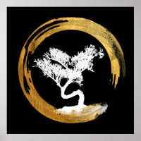 Árbol de Bonsai. Zen Enso Circl. Calligrafía de Fe