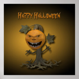 Póster Árbol de calabazas de Halloween