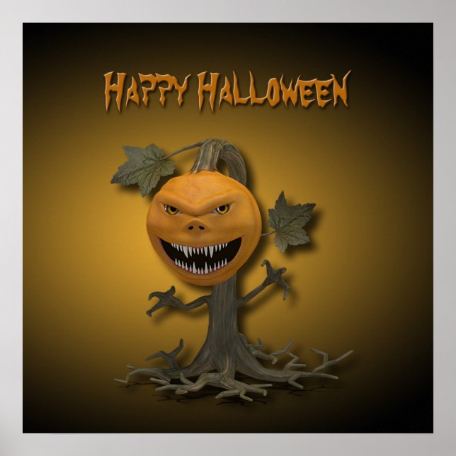 Póster Árbol de calabazas de Halloween (Frente)