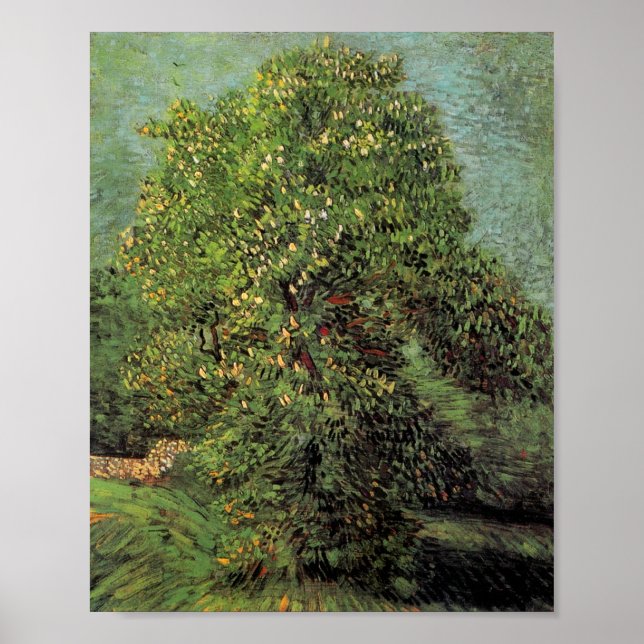 Póster Árbol de castaño en flor, Bella Artes Van Gogh (Frente)