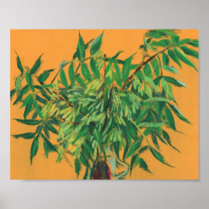 Póster Árbol de ceniza, verde verde amarillo veraniego ar