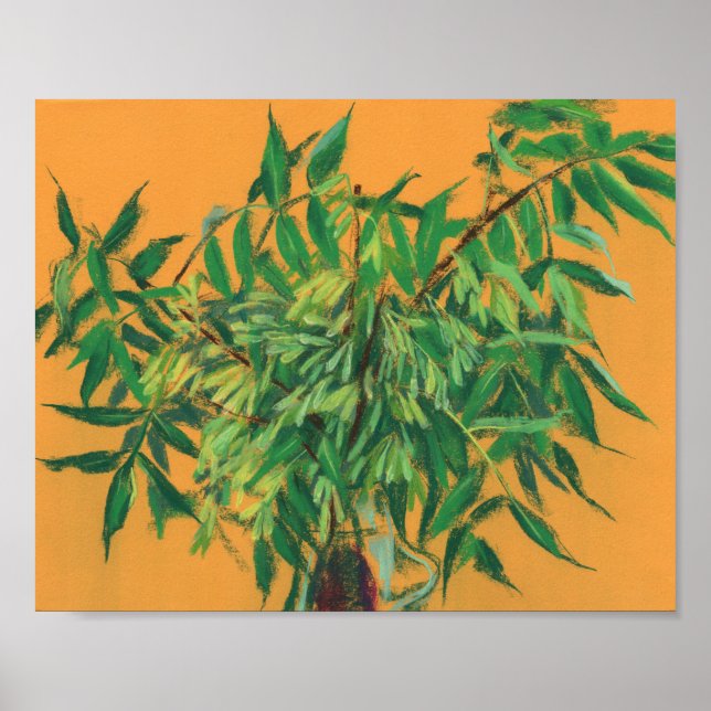 Póster Árbol de ceniza, verde verde amarillo veraniego ar (Frente)