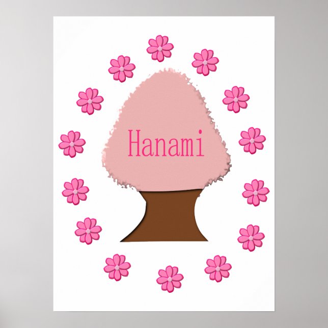 Póster Árbol de cerezas japonés Hanami (Frente)