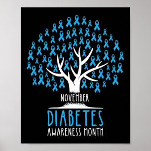 Póster Árbol de cinta azul - Conciencia sobre la diabetes