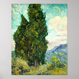 Póster Árbol de cipreses Bella Artes paisajístico Vincent