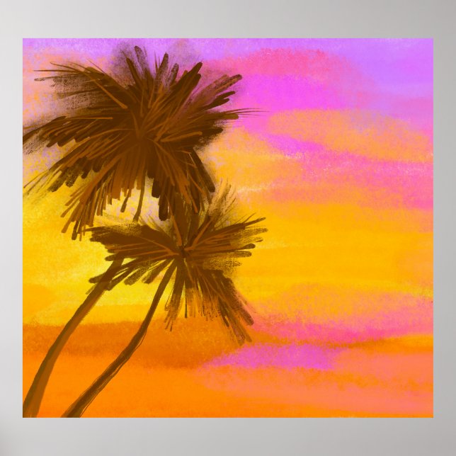 Póster Árbol de coco, tema tropical del verano. (Frente)