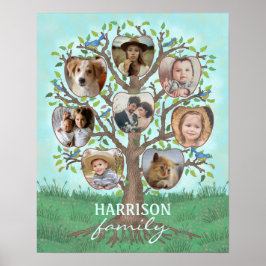 Póster Árbol de Collage de fotos familiar 8 imágenes + no