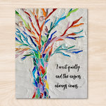 Póster Árbol de comillas inspiradoras<br><div class="desc">Este poster decorativo cuenta con un árbol de mosaicos de colores arcoiris y una cita inspiradora. Personalizable fácilmente con tus propias palabras. Porque creamos nuestra obra de arte no encontrarás esta imagen exacta de otros diseñadores. Original Mosaico © Michele Davies.</div>