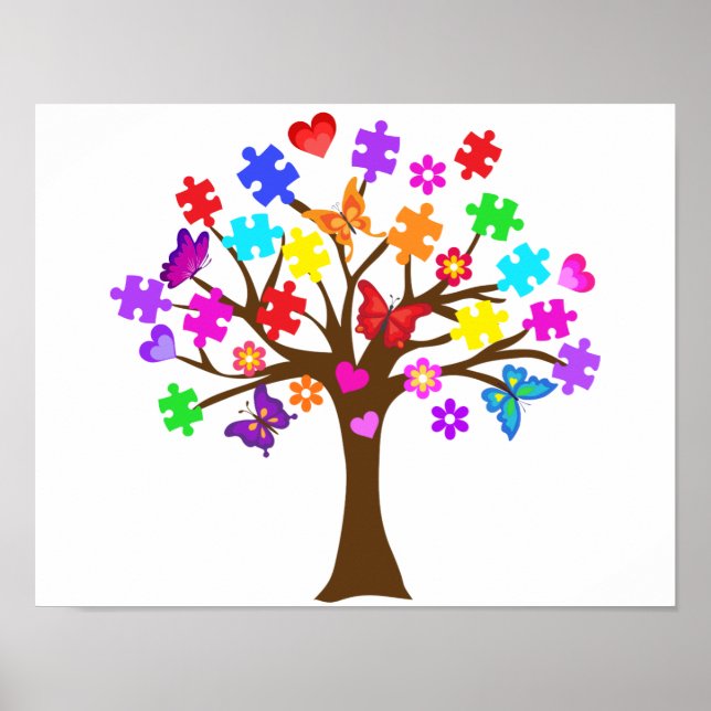 Póster Árbol de conciencia del autismo (Frente)
