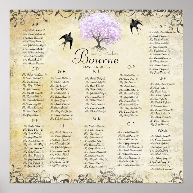 Póster Árbol de Corazón de Lavanda para 100 a 150 invitad (Frente)