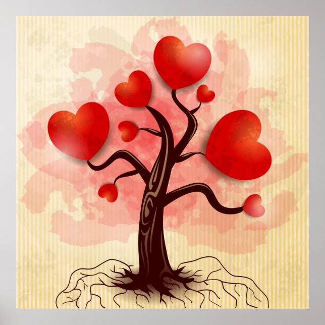 Póster Árbol de corazones (Frente)