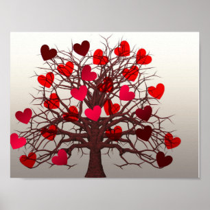 Póster Árbol de corazones